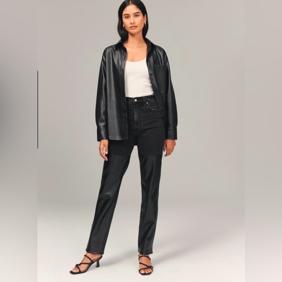 Abercrombie & Fitch Mixed Fabric Ultra High Rise 90s Straight Jean Size 28 / 6 - Picture 5 of 11